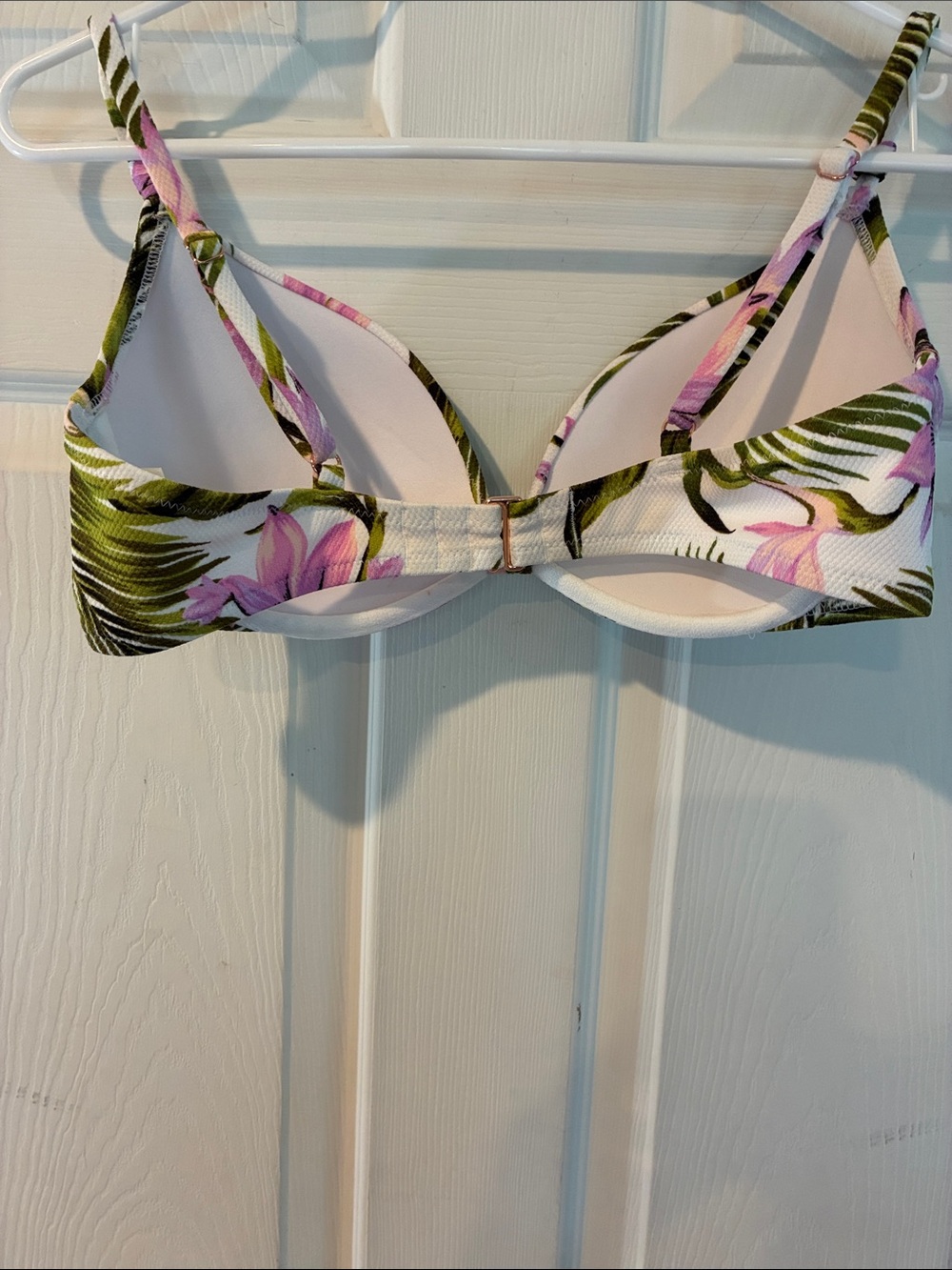 Shade Shore Size 36 C Floral Padded Bikini Top in White, Pink & Green - Picture 6 of 11